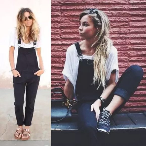 Hudson London Overalls S in Night Train Faded Blue Black Denim Relaxed Fit $245 - Picture 2 of 16